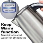 Hamilton Beach 1.7 Liter Temperature Control Electric Kettle, Water Boiler & Heater, Fast Boiling 1500 Watts, BPA Free, Cordless, Auto-Shutoff and Boil-Dry Protection, Stainless Steel (41020R) - Image 6