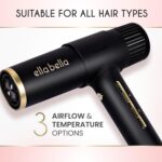ELLA BELLA® Ionic Salon Hair Dryer with Diffuser • Negative Ion Blow Dryer • for All Hair Types • Intelligent Heat & Speed Control • Lightweight & Low-Noise Design • Rapid Drying & Precision Styling - Image 6