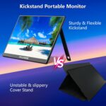 WUAWE Portable Monitor 16" 1920x1200P 16:10 IPS Travel Monitor for Laptop with Built-in Stand, 100% sRGB Control USB-C HDMI,HDR Freesync Display, Plug&Play for Phone PS5 Switch(Black) - Image 4