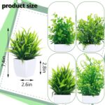 GREENTIME 4 Pcs Fake Plants Potted Small Artificial Plant Indoor Faux Greenery in White Pot for Home Office Bedroom Desk Bathroom Shelf Farmhouse Decorations - Image 3