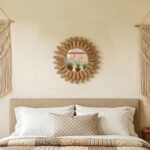 24 Inch Brown Boho Wall Decor Sunburst Mirror - Round Wooden Wall Decor, Handmade Rustic Circular Mirror for Living Room, Bedroom, Entryway, Office - Image 8