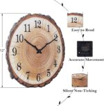 Rustic Wooden Wall Clock 12 Inch Silent Non Ticking Wall Clocks Battery Operated - Image 3