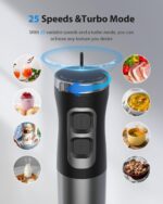 1000W Powerful Immersion Blender Handheld, 2025 New Update Hand Blender with 25-Speed and Heavy-Duty Copper Motor (Silver) - Image 4