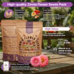 Zinnia Seeds Pack 4 oz - Over 15,300 Non-GMO Heirloom Zinnia Seeds for Planting, Annual Flowers in Individual Seed Packet for Planting Home Garden Indoor & Outdoor Gardening - Image 3