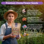 Zinnia Seeds Pack 4 oz - Over 15,300 Non-GMO Heirloom Zinnia Seeds for Planting, Annual Flowers in Individual Seed Packet for Planting Home Garden Indoor & Outdoor Gardening - Image 7