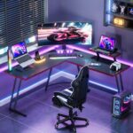 Homall L Shaped Gaming Desk Computer Corner Desk PC Gaming Desk Table with Large Monitor Riser Stand for Home Office Sturdy Writing Workstation (Black, 51 Inch) - Image 3