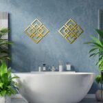 Weysat Wall Mount Home Mirror, 2 Pieces Silver Square Decorative Mirror for Bedroom, Living Room, Bathroom, 11.8 x 11.8 Inches(Gold,Mirrored) - Image 6