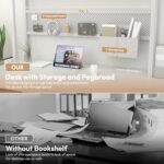 Dowinx 67” L-Shaped Gaming Desk with Pegboard & Drawers, Reversible Computer Desk with RGB Lights & Power Outlets, Corner Workstation with Storage & Hutch for Home Office & Gaming White - Image 6