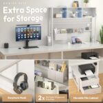 Dowinx 67” L-Shaped Gaming Desk with Pegboard & Drawers, Reversible Computer Desk with RGB Lights & Power Outlets, Corner Workstation with Storage & Hutch for Home Office & Gaming White - Image 8