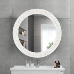 Mosaic Mirrors for Wall 24 Inch, Natural Mother of Pearl Inlay White Framed Round Mirror for Bathroom, Bedroom or Entryway - Image 7
