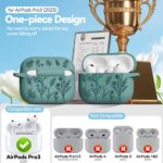 for Airpods Pro 3 Case, Flower Engraved Cases for Apple AirPods Pro 3rd Generation 2025, Soft Silicone Cover for Women Girly with Cleaning Kit & Keychain, Anti-Scratch, Shockproof - Image 3