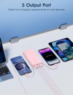 Portable Charger, 12000mAh 22.5W Fast Charging Power Bank with Built-in Cables & Wall Plug, Travel Essentials External Battery Pack, USB C Battery Phone Charger for iPhone, iPad, Samsung Pink - Image 8