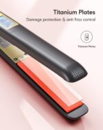 Wavytalk Hair Straightener, 100% Pure Titanium Flat Iron Hair Straightener Dual Voltage Creates Silky Hair Instantly, 1 Inch Flat Iron 170℉-450℉ - Image 3