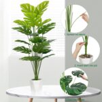 SAJANDAS Set of 2 Artificial Monstera Deliciosa Plants in Pots, Fake Tropical Palm Tree with Greenery Leaves Stems, 43 Inch Faux Swiss Cheese Floor Plants Indoor for Home, Office, Store Decor - Image 5