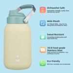 BJPKPK Half Gallon Insulated Water Bottles, 64oz Water Jug with Metal Handle & BPA Free Spout Lid, Dishwasher Safe Flasks, Large Stainless Steel Gym Sport Jugs, Chartreuse - Image 3
