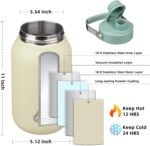 BJPKPK Half Gallon Insulated Water Bottles, 64oz Water Jug with Metal Handle & BPA Free Spout Lid, Dishwasher Safe Flasks, Large Stainless Steel Gym Sport Jugs, Chartreuse - Image 4
