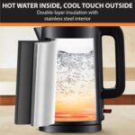 KRUPS 1.5L Electric Kettle Stainless Steel Cool Touch Interior, Fast Boiling, One Cup in 80 Seconds, Double Wall, Auto Off, Keep Warm, Hot Water Kettle Electric, Cordless, Black/White - Image 5