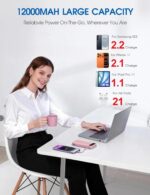 Portable Charger, 12000mAh 22.5W Fast Charging Power Bank with Built-in Cables & Wall Plug, USB C External Battery Pack with LED Display, Travel Essential Charging Bank for iPhone, iPad, Samsung Pink - Image 6