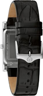 Bulova Men's Stainless Steel 3-Hand Calendar Date Quartz Watch with Black Leather Strap, Rectangle Dial Style: 96B107 - Image 3