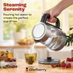 Electric Kettle for Boiling Hot Tea & Water | 1.7L Stainless Steel Borosilicate Glass Boiler With No Plastic, Automatic Shutoff, BPA Free, Fast Heating Technology (Black) - Image 8