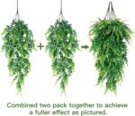 Sggvecsy 4 Pack Artificial Hanging Plants Fake Hanging Plant Faux Hanging Boston Ferns Fake Ivy Vines Greenery UV Resistant Plastic Plants for Indoor Outdoor Room Wall Wedding Patio Porch Decor - Image 7