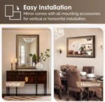 Vintage Gold Mirror, 36 Inches x 24 Inches Black Gold Baroque Wall Mirror with Handmade Aged Gold Carved Solid Wood Frame for Fireplace Mantel, Entryway - Image 7