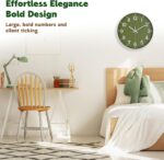 Silent Wall Clock Non-Ticking Battery Operated – Modern Olive Green Analog Wall Clock for Living Room, Kitchen, Office, Bedroom – Stylish Home Wall Decor Clock, 10 Inch - Image 4