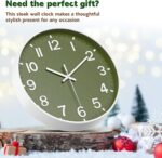 Silent Wall Clock Non-Ticking Battery Operated – Modern Olive Green Analog Wall Clock for Living Room, Kitchen, Office, Bedroom – Stylish Home Wall Decor Clock, 10 Inch - Image 6