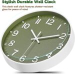 Silent Wall Clock Non-Ticking Battery Operated – Modern Olive Green Analog Wall Clock for Living Room, Kitchen, Office, Bedroom – Stylish Home Wall Decor Clock, 10 Inch - Image 7