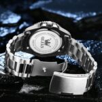 OLEVS Men's Stainless Steel Watch, Big Face Easy to Read Analog Quartz Dress Watches, Classic Rotating Bezel Waterproof Luminous Hands Date Mens Wristwatch - Image 5