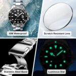 OLEVS Men's Stainless Steel Watch, Big Face Easy to Read Analog Quartz Dress Watches, Classic Rotating Bezel Waterproof Luminous Hands Date Mens Wristwatch - Image 6