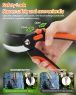 8" Pruning Shears for Gardening, Professional Japanese SK5 Steel Garden Scissors with Teflon Coating, Adjustable 25mm Cutting Range, Safety Lock, Ideal for Branches, Flowers & Bonsai - Image 5