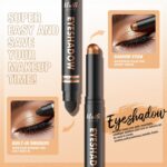 LANGMANNI 8Colors Dual-Ended Cream Eyeshadow Stick Set – Silky Smooth, Waterproof & Transfer-Proof, Built-in Blender Brush, All-Day Matte & Shimmer Wear Eye Makeup(#A) - Image 6