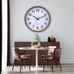Wall Clock 12 Inch Wooden Frame Glass Cover Non-Ticking Number Quartz Modern Quartz Design Decorative Bedroom Kitchen Office Classroom Dark Brown - Image 6