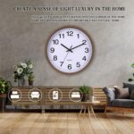 Wall Clock 12 Inch Wooden Frame Glass Cover Non-Ticking Number Quartz Modern Quartz Design Decorative Bedroom Kitchen Office Classroom Dark Brown - Image 7