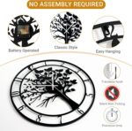 20inch/50cm Large Tree of Life Wall Clocks for Living Room Decor,Bedroom,Battery Operated Metal Big Decorative Silent Non Ticking Wall Clock for Farmhouse(Tree of Life, 20 inches) - Image 4
