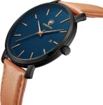 CHEETAH Minimalist Waterproof Quartz Watches for Men with Leather Strap, Auto Date - Image 3