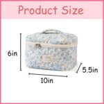 uekeboag Large Travel Quilted Makeup Bag for Women, Floral Cotton Cosmetic Bag, Coquette Aesthetic Floral Toiletry Organizer Bag - Image 3