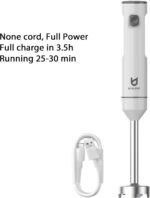 Cordless Hand Blender, UTALENT Variable Speed Immersion Blender handheld Rechargeable, with USB-C Charging Cable, Egg Whisk, for Smoothies, Milkshakes, Hummus and Soups – White - Image 3
