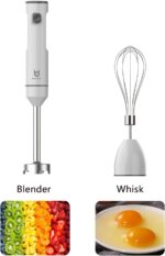 Cordless Hand Blender, UTALENT Variable Speed Immersion Blender handheld Rechargeable, with USB-C Charging Cable, Egg Whisk, for Smoothies, Milkshakes, Hummus and Soups – White - Image 4
