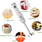 Cordless Hand Blender, UTALENT Variable Speed Immersion Blender handheld Rechargeable, with USB-C Charging Cable, Egg Whisk, for Smoothies, Milkshakes, Hummus and Soups – White - Image 5