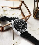 Stuhrling Original Men's Watch Dive Watch Silver 42 MM Case with Screw Down Crown Rubber Strap Water Resistant to 330 FT - Image 5