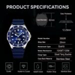 Stuhrling Original Men's Watch Dive Watch Silver 42 MM Case with Screw Down Crown Rubber Strap Water Resistant to 330 FT - Image 7