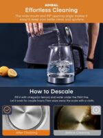 Electric Kettle, Aiheal Glass Kettle Temperature Control With 5 Colors LED Lights Variable, Keep Warm, Fast Boiling Electric Kettle, Stainless Steel Inner Lid & Bottom, 1.7L - Image 4