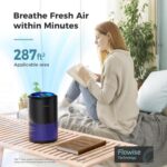 AROEVE Air Purifiers for Bedroom Home, Air Purifier For Smoke Pollen Dander Hair Smell Air Cleaner with Sleep Mode Speed Control For Bedroom Office, MK01- Black(Available for California) - Image 3