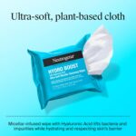 Neutrogena Hydro Boost Ultra-Soft Micellar Cleansing Wipes with Hyaluronic Acid, Hydrating Makeup Remover Wipes Remove Dirt & Waterproof Makeup, Hypoallergenic, Plant-Based Cloth, 2 x 25 ct - Image 6