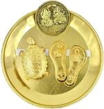 Diwali Puja God Laxmii Pujan Deepawali Puja, Laxmii Charanpaduka for Hindu God, Decorative Showpiece for Temple/Shop/Home (Golden Colour) - Image 3