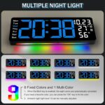 JoFomp 17.3" Large Digital Wall Clock, LED Digital Clock Large Display with Remote Control, Alarm Clock with Temp/DST/Dimmer/Humidity/Timer/Ambient Light - 12/24H, Alarm Wall Clock for Bedroom - Image 4