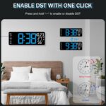 JoFomp 17.3" Large Digital Wall Clock, LED Digital Clock Large Display with Remote Control, Alarm Clock with Temp/DST/Dimmer/Humidity/Timer/Ambient Light - 12/24H, Alarm Wall Clock for Bedroom - Image 8