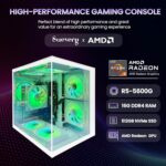 Gaming PC Ryzen5 5600G（3.9GHz Up to 4.4GHz Nvme SSD 512G 16GB RAM WiFi 6 Prebuilt Towers Desktop Computer White - Image 3